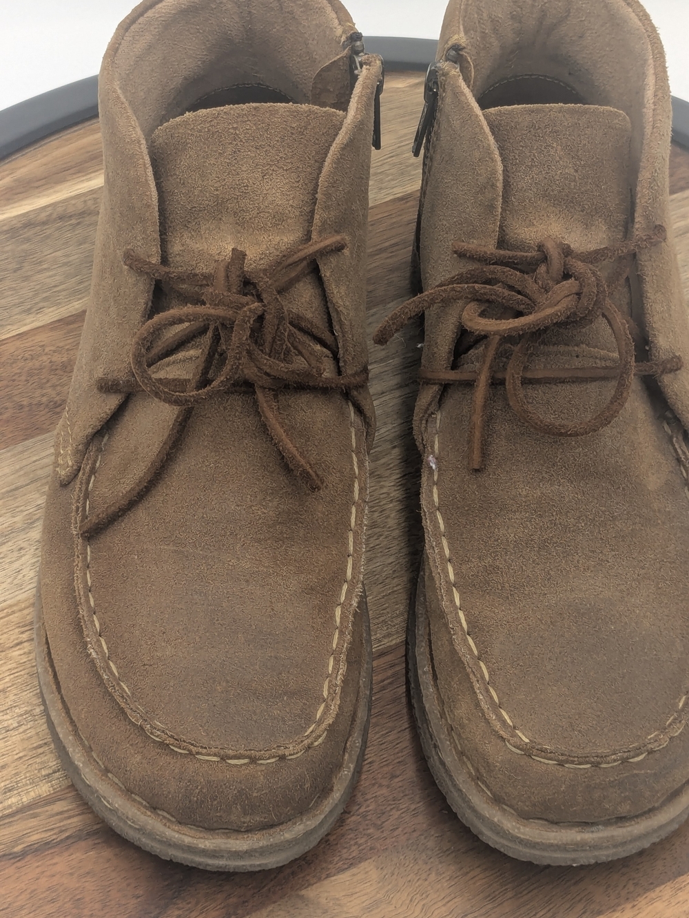 Born Analia Brown Suede Chukka Boots Lace Up Side Zip Ankle Booties Size 10 - Picture 2 of 15